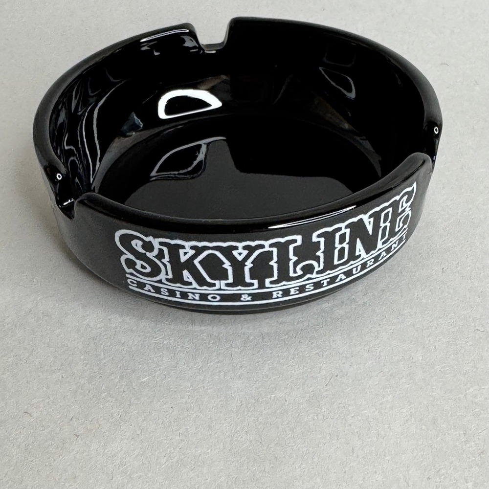 Skyline Casino & Restaurant Henderson Nevada Vintage Black Glass Ashtray